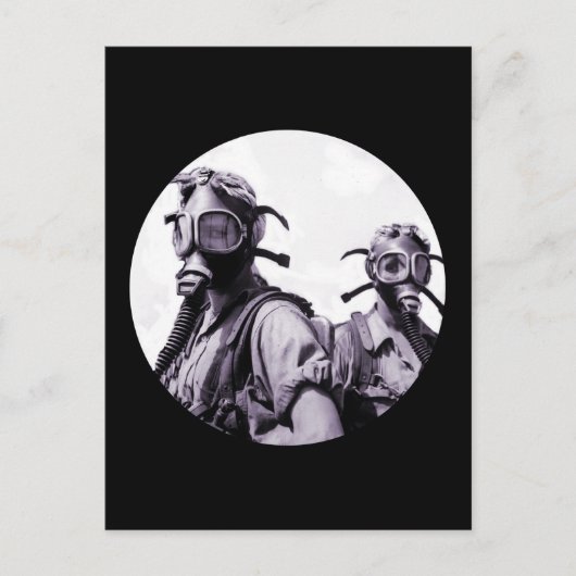 Carte Postale Filles masques à gaz en violet (Devant)