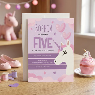 Carte Postale Filles Mignon Licorne Violette Anniversaire Enfant