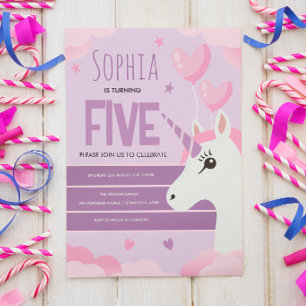 Carte Postale Filles Mignon Licorne Violette Anniversaire Enfant