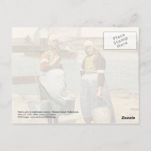 Carte Postale Filles néerlandaises en costume traditionnel et sa (Dos)