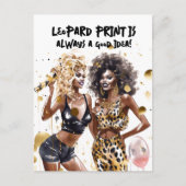 Carte Postale Filles noires aux cheveux bouclés, impression léop (Devant)