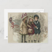 Carte Postale Filles Patinage sur glace Neige Frozen Pond (Devant / Derrière)