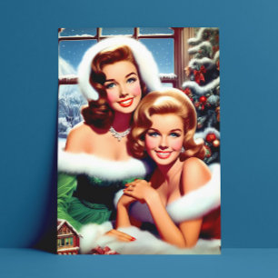 Carte Postale Filles Rétro de Noël Pin-up