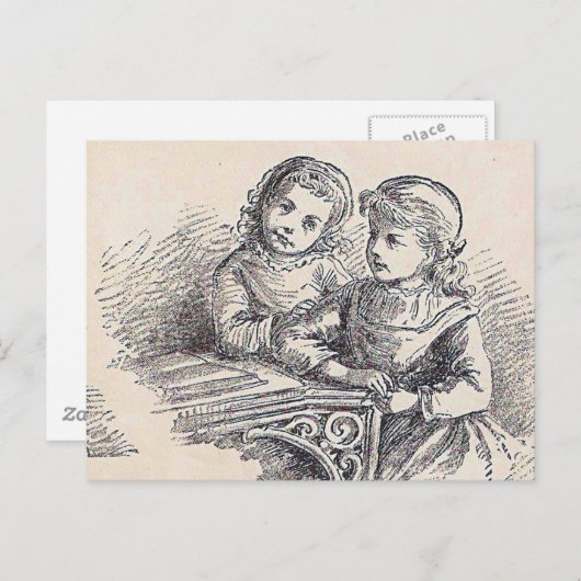 Carte Postale Filles sur la page de couverture facile à lire à l (Devant / Derrière)