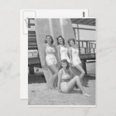Carte Postale filles surfeuses vintage (Devant / Derrière)
