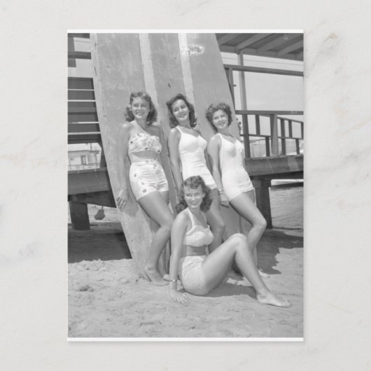 Carte Postale filles surfeuses vintage (Devant)