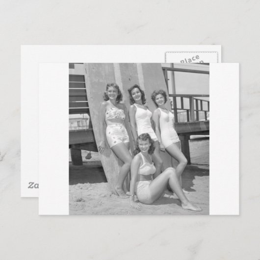 Carte Postale Filles surfeuses vintages (Devant / Derrière)