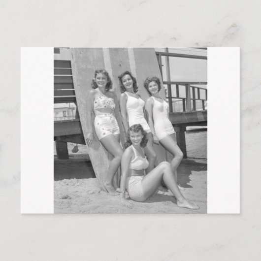 Carte Postale Filles surfeuses vintages (Devant)