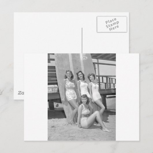 Carte Postale Filles surfeuses vintages (Devant / Derrière)