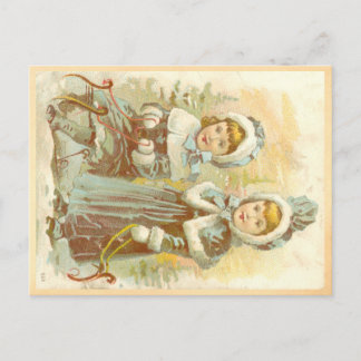 Carte Postale Filles victoriennes en traîneau