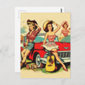 Carte Postale Filles vintages (Devant / Derrière)
