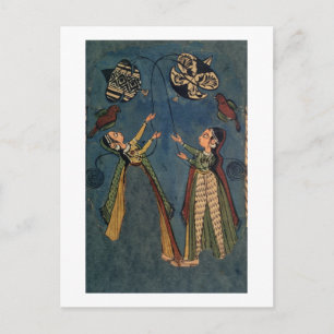Carte Postale Filles volant des cerfs-volants, Kulu peinture fol
