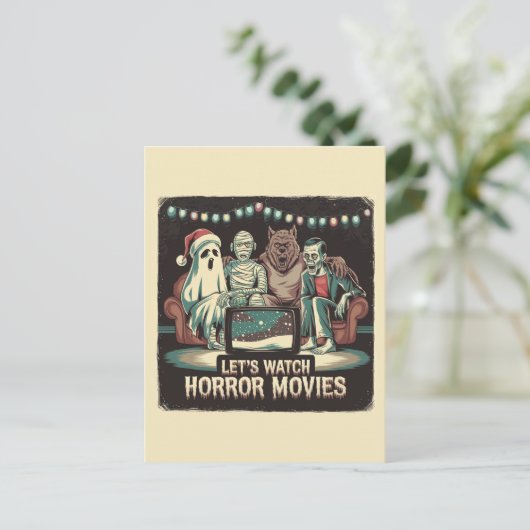 Carte Postale Films d'horreur de Noël Père Noël Ghost Mummy Were (Debout devant)