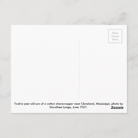Carte Postale Fils de Sharecropper - 1937 (Dos)