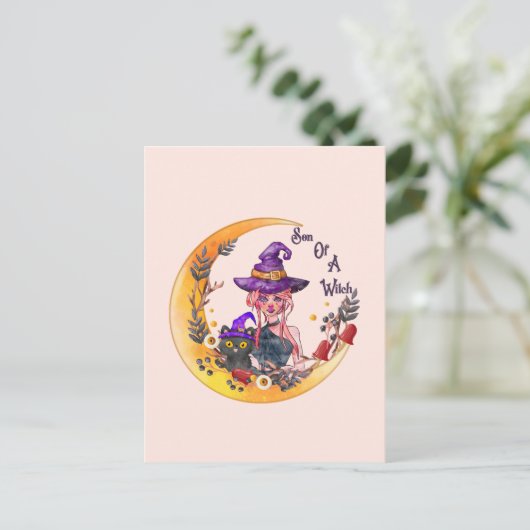Carte Postale Fils d'une sorcière - Crescent Moon Design (Debout devant)