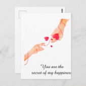 Carte Postale "Fils rouge romantique du destin Mains & Cœurs – E (Devant / Derrière)