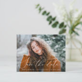 Carte Postale fin de graduation de script mince enregistrer la d (Debout devant)