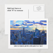 Carte Postale Fin de l'après-midi NYC Skyline à l'approche du co (Devant / Derrière)