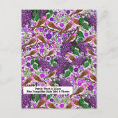 Carte Postale Finches pourpres, Lilacs - NH State Bird and Flowe (Devant)