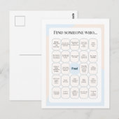 Carte Postale Find Someone Who Classroom Bingo Activity (Devant / Derrière)