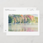 Carte Postale Fine Art - Lac d'automne, aquarelle (Devant / Derrière)