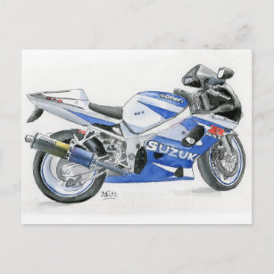 Carte Postale Fine Art Postcard- Suzuki motorbike, watercolour