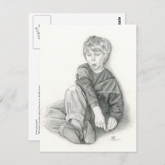 Carte Postale Fine Art - Sifflement, crayon graphi (Devant / Derrière)