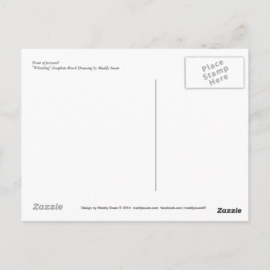 Carte Postale Fine Art - Sifflement, crayon graphi (Dos)