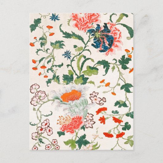 Carte Postale Fine China silk flower design mid 18th century (Devant)