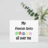 Carte Postale Finlandais Spitz Walks Design (Debout devant)