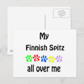 Carte Postale Finlandais Spitz Walks Design (Devant / Derrière)