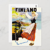 Carte Postale Finlande, fille sur la côte (Devant / Derrière)