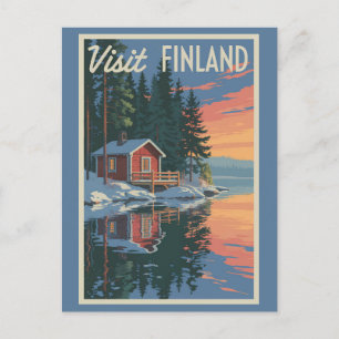 Carte Postale Finlande Lake Travel Art Vintage