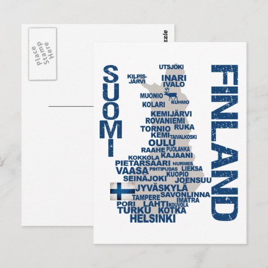 carte postale FINLANDE MAP (Devant / Derrière)