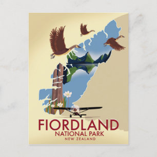 Carte Postale Fiordland National Park Nouvelle-Zélande affiche d