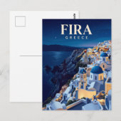 Carte Postale Fira la nuit Grèce (Devant / Derrière)