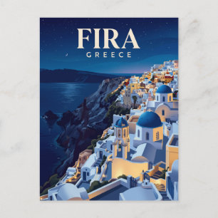 Carte Postale Fira la nuit Grèce