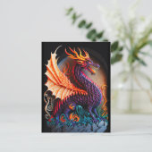 Carte Postale Fire Dragon Castle Imaginaire Art Mythique Créatur (Debout devant)