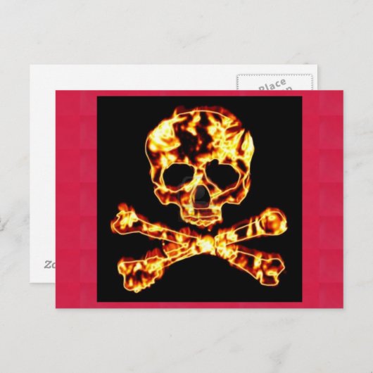 Carte Postale fire skull et crossbones (Devant / Derrière)