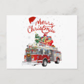 Carte Postale Fire Truck Père Noël Joyeux Noël (Devant)
