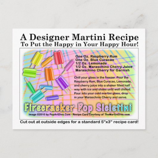 Carte Postale Firecracker Ice Cream Martini Recett (Devant)