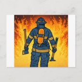 Carte Postale Firefighter Standing Against the Flames (Devant)