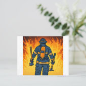 Carte Postale Firefighter Standing Against the Flames (Debout devant)