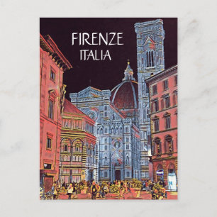 Carte Postale Firenze Artistique Italia Street Scène avec Duomo