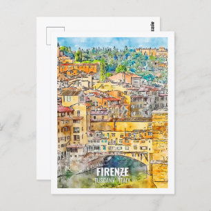 Carte Postale Firenze Toscane Italie Travel Place Aquarelle