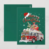 Carte Postale Firetruck Santa Sleigh Fireman Christmas Firefight (Devant / Derrière)