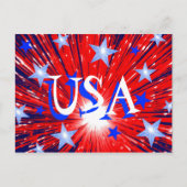 Carte postale Firework Red White Blue 'USA' (Devant)