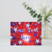 Carte postale Firework Red White Blue 'Your Text' (Debout devant)