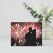 Carte Postale Fireworks Couple Kisser Silhouette (Debout devant)