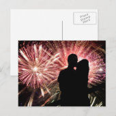 Carte Postale Fireworks Couple Kisser Silhouette (Devant / Derrière)